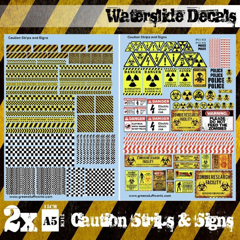 Waterslide Decals Caution Strips and Signs Danmark