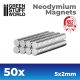 GSW Neodymium Magnets 5x2mm - 50 units (N52)