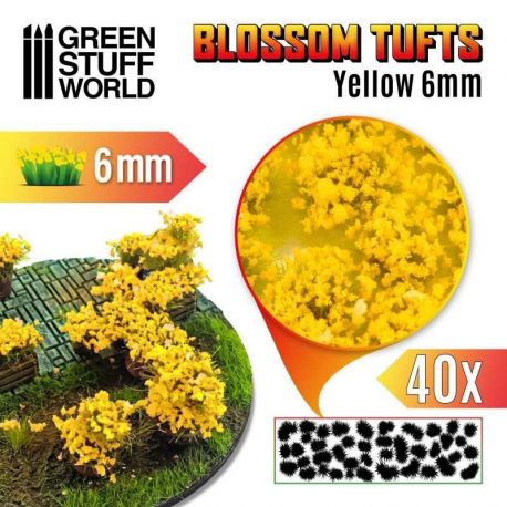 Blossom TUFTS - 6mm self-adhesive - YELLOW Flowers.
