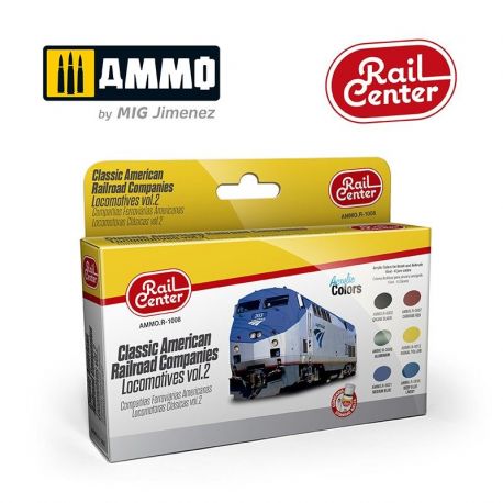 AMMO.R-1008 Classic American Railroad Companies – Locomotives Vol.2 sæt 6 x 17 ml.