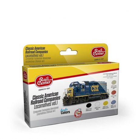 AMMO.R-1007 Classic American Railroad Companies – Locomotives Vol.1sæt 6 x 17 ml.