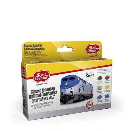 AMMO.R-1008 Classic American Railroad Companies – Locomotives Vol.2 sæt 6 x 17 ml.
