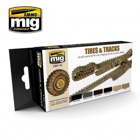 AMIG7105 TIRES AND TRACKS COLORS sæt 6 x 17 ml.