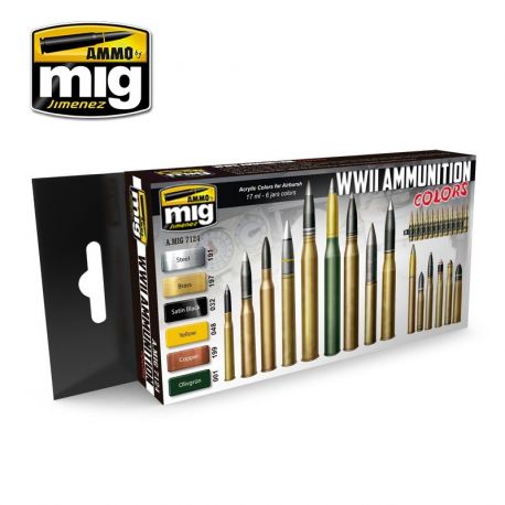 AMIG7124 WWII Ammunition Colors sæt 6 x 17 ml.