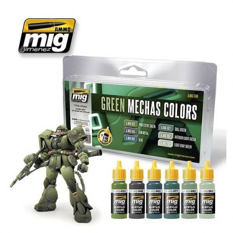 AMIG7149 Green Mecha Colors sæt 6 x 17 ml.
