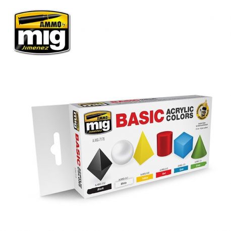 AMIG7178 Basic Acrylic colors sæt 6 x 17 ml.