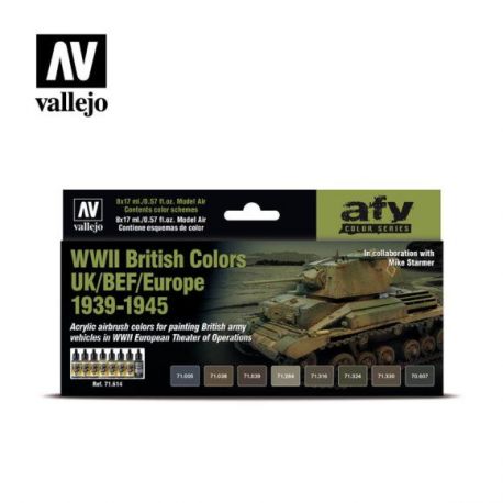 71.614 WWII British Colors UK/BEF/Europe 1939-1945 sæt 8 x 17ml